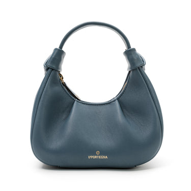Hobo leather shoulder bag navy I La portegna I MADE IN SPAIN