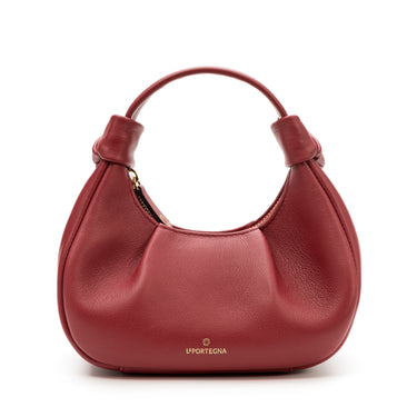 Hobo leather shoulder bag raspberry I La portegna I MADE IN SPAIN