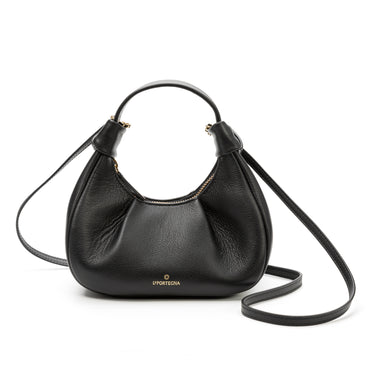 Hobo leather shoulder bag black I La portegna I MADE IN SPAIN