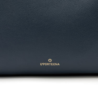 Sol tote bag leather navy. Handcrafted in Spain. La Portegna