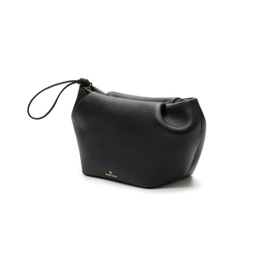 Leather Black clutch with shoulder strap, handmade in Spain. La Portegna