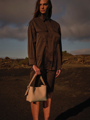 Paulita Bag crossbody Taupe Handmade in Spain La Portegna 