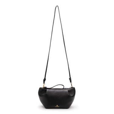 Leather small clutch Black shoulder bag. La Portegna 