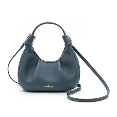 Hobo leather shoulder bag navy I La portegna I MADE IN SPAIN