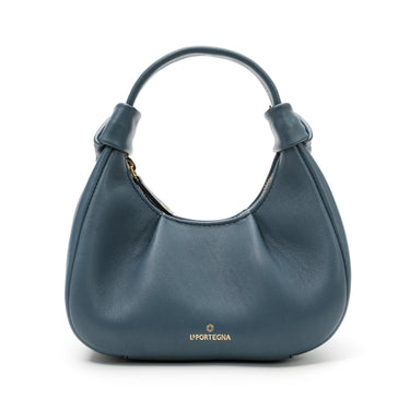 Hobo leather shoulder bag navy  I La portegna I MADE IN SPAIN