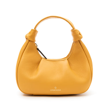 Hobo leather shoulder bag Yellow I La portegna I MADE IN SPAIN