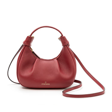 Hobo leather shoulder bag raspberry I La portegna I MADE IN SPAIN