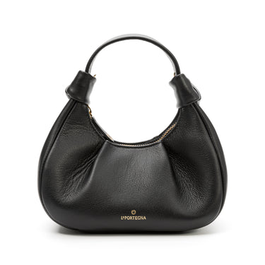 Hobo leather shoulder bag black I La portegna I MADE IN SPAIN