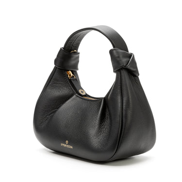 Hobo leather shoulder bag black I La portegna I MADE IN SPAIN