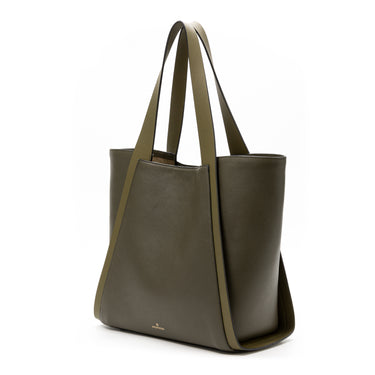 Sol tote bag leather Green. Handcrafted in Spain. La Portegna