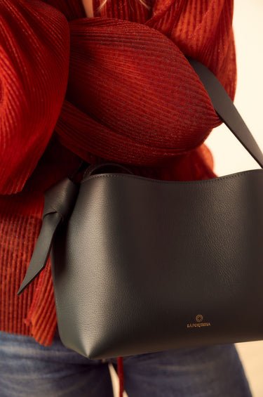Paulita leather  Bag crossbody Black Handmade in Spain La Portegna 