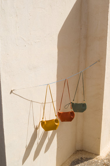 Leather small clutch Oxide shoulder bag. La Portegna . Made in Spain
