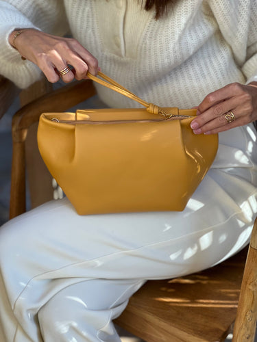 La Portegna bolso de piel amarillo mostaza para mujer hecho en españa 